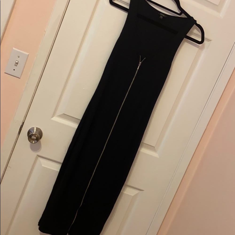 Mid length black zipper dress